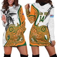 Custom Fiji And Australia Rugby Hoodie Dress Fijian Palm Tree Mix Aussie Kangaroo LT14 - Polynesian Pride