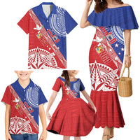 Tonga and Samoa Rugby Custom Family Matching Mermaid Dress and Hawaiian Shirt Ikale Tahi Manu Samoa Together LT14 - Polynesian Pride