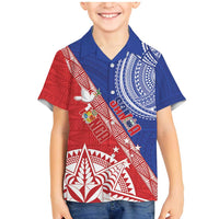 Tonga and Samoa Rugby Custom Family Matching Mermaid Dress and Hawaiian Shirt Ikale Tahi Manu Samoa Together LT14 Son's Shirt Red - Polynesian Pride