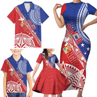 Tonga and Samoa Rugby Custom Family Matching Short Sleeve Bodycon Dress and Hawaiian Shirt Ikale Tahi Manu Samoa Together LT14 - Polynesian Pride