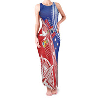Tonga and Samoa Rugby Custom Family Matching Tank Maxi Dress and Hawaiian Shirt Ikale Tahi Manu Samoa Together LT14 Mom's Dress Red - Polynesian Pride