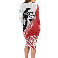 Fiji and Tonga Rugby Custom Family Matching Long Sleeve Bodycon Dress and Hawaiian Shirt Flying Fijians Ikale Tahi Together Pacific LT14 - Polynesian Pride