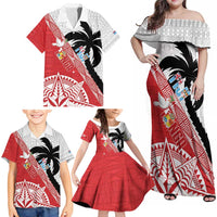 Fiji and Tonga Rugby Custom Family Matching Off Shoulder Maxi Dress and Hawaiian Shirt Flying Fijians Ikale Tahi Together Pacific LT14 - Polynesian Pride