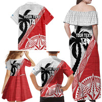 Fiji and Tonga Rugby Custom Family Matching Off Shoulder Maxi Dress and Hawaiian Shirt Flying Fijians Ikale Tahi Together Pacific LT14 - Polynesian Pride