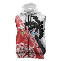 Fiji and Tonga Rugby Custom Sleeveless Zip Hoodie Flying Fijians Ikale Tahi Together Pacific LT14 Red - Polynesian Pride