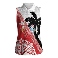 Fiji and Tonga Rugby Custom Women Sleeveless Polo Shirt Flying Fijians Ikale Tahi Together Pacific LT14 Female Red - Polynesian Pride