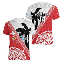 Fiji and Tonga Rugby Custom Women V-Neck T-Shirt Flying Fijians Ikale Tahi Together Pacific LT14 - Polynesian Pride