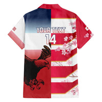 USA and Japan Rugby Custom Family Matching Short Sleeve Bodycon Dress and Hawaiian Shirt Eagles Brave Blossoms Together Pacific LT14 - Polynesian Pride
