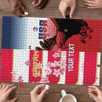 USA and Japan Rugby Custom Puzzle Eagles Brave Blossoms Together Pacific - Polynesian Pride