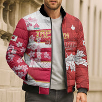 Canada and Japan Rugby Custom Bomber Puffer Jacket Canucks Brave Blossoms Together Pacific - Polynesian Pride