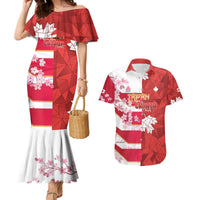 Canada and Japan Rugby Custom Couples Matching Mermaid Dress and Hawaiian Shirt Canucks Brave Blossoms Together Pacific - Polynesian Pride