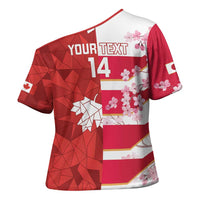 Canada and Japan Rugby Custom Cross Shoulder Shirt Canucks Brave Blossoms Together Pacific - Polynesian Pride