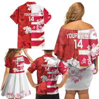 Canada and Japan Rugby Custom Family Matching Off Shoulder Short Dress and Hawaiian Shirt Canucks Brave Blossoms Together Pacific LT14 - Polynesian Pride