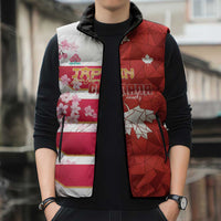 Canada and Japan Rugby Custom Sleeveless Puffer Jacket Canucks Brave Blossoms Together Pacific - Polynesian Pride