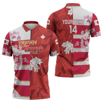Canada and Japan Rugby Custom Zipper Polo Shirt Canucks Brave Blossoms Together Pacific - Polynesian Pride
