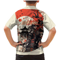Samurai Warrior Japan Family Matching Mermaid Dress and Hawaiian Shirt Red-blossomed Tree Classic Japanese Stylized LT14 - Polynesian Pride