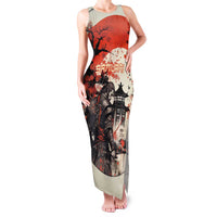Samurai Warrior Japan Family Matching Tank Maxi Dress and Hawaiian Shirt Red-blossomed Tree Classic Japanese Stylized LT14 Mom's Dress Red - Polynesian Pride