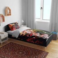 Hawaiian and Japanese Bedding Set Koi Fish With Kanaka Polynesian Tattoo - Polynesian Pride