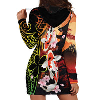 Hawaiian and Japanese Hoodie Dress Koi Fish With Kanaka Polynesian Tattoo LT14 - Polynesian Pride