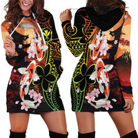Hawaiian and Japanese Hoodie Dress Koi Fish With Kanaka Polynesian Tattoo LT14 - Polynesian Pride
