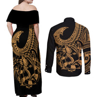 polynesia-couples-matching-off-shoulder-maxi-dress-and-long-sleeve-button-shirts-fish-hook-tattoo-go-fishing-polynesian-pattern-gold