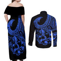 polynesia-couples-matching-off-shoulder-maxi-dress-and-long-sleeve-button-shirts-fish-hook-tattoo-go-fishing-polynesian-pattern-blue