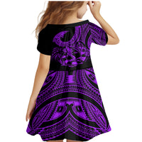 Polynesia Family Matching Mermaid Dress and Hawaiian Shirt Fish Hook Tattoo Go Fishing Polynesian Pattern Purple LT14 - Polynesian Pride