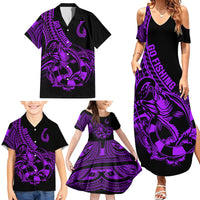Polynesia Family Matching Summer Maxi Dress and Hawaiian Shirt Fish Hook Tattoo Go Fishing Polynesian Pattern Purple LT14 - Polynesian Pride