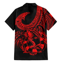 Polynesia Family Matching Mermaid Dress and Hawaiian Shirt Fish Hook Tattoo Go Fishing Polynesian Pattern Red LT14 - Polynesian Pride