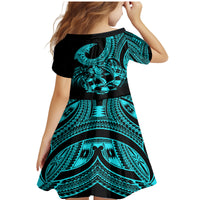 Polynesia Family Matching Mermaid Dress and Hawaiian Shirt Fish Hook Tattoo Go Fishing Polynesian Pattern Turquosie LT14 - Polynesian Pride