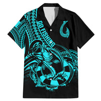 Polynesia Family Matching Mermaid Dress and Hawaiian Shirt Fish Hook Tattoo Go Fishing Polynesian Pattern Turquosie LT14 Dad's Shirt - Short Sleeve Turquoise - Polynesian Pride