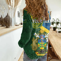 Personalised Solomon Islands Women Casual Shirt Tropical Leaves With Melanesian Pattern LT14 - Polynesian Pride