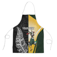 New Zealand and South Africa Rugby Custom Apron Maori Silver Fern Springbok Together LT14 Black - Polynesian Pride