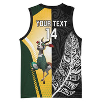 New Zealand and South Africa Rugby Custom Basketball Jersey Maori Silver Fern Springbok Together LT14 - Polynesian Pride