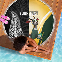 New Zealand and South Africa Rugby Custom Beach Blanket Maori Silver Fern Springbok Together LT14 - Polynesian Pride