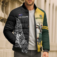 New Zealand and South Africa Rugby Custom Bomber Puffer Jacket Maori Silver Fern Springbok Together LT14 - Polynesian Pride