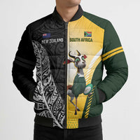 New Zealand and South Africa Rugby Custom Bomber Puffer Jacket Maori Silver Fern Springbok Together LT14 - Polynesian Pride
