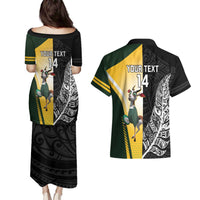 New Zealand and South Africa Rugby Custom Couples Matching Puletasi and Hawaiian Shirt Maori Silver Fern Springbok Together LT14 - Polynesian Pride