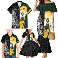 New Zealand and South Africa Rugby Custom Family Matching Mermaid Dress and Hawaiian Shirt Maori Silver Fern Springbok Together LT14 - Polynesian Pride