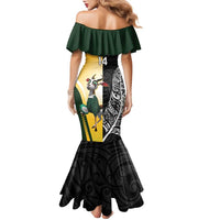 New Zealand and South Africa Rugby Custom Family Matching Mermaid Dress and Hawaiian Shirt Maori Silver Fern Springbok Together LT14 - Polynesian Pride