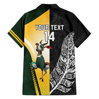New Zealand and South Africa Rugby Custom Family Matching Short Sleeve Bodycon Dress and Hawaiian Shirt Maori Silver Fern Springbok Together LT14 - Polynesian Pride