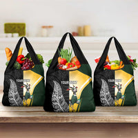 New Zealand and South Africa Rugby Custom Grocery Bag Maori Silver Fern Springbok Together LT14 3-pack One Size Black - Polynesian Pride