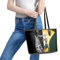 New Zealand and South Africa Rugby Custom Leather Tote Bag Maori Silver Fern Springbok Together LT14 - Polynesian Pride