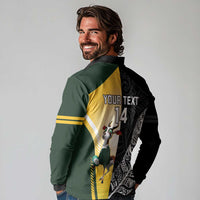 New Zealand and South Africa Rugby Custom Long Sleeve Polo Shirt Maori Silver Fern Springbok Together LT14 - Polynesian Pride