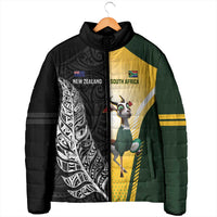 New Zealand and South Africa Rugby Custom Padded Jacket Maori Silver Fern Springbok Together LT14 - Polynesian Pride