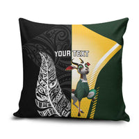 New Zealand and South Africa Rugby Custom Pillow Cover Maori Silver Fern Springbok Together LT14 Black - Polynesian Pride