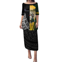 New Zealand and South Africa Rugby Custom Puletasi Maori Silver Fern Springbok Together LT14 Long Dress Black - Polynesian Pride