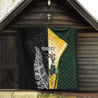 New Zealand and South Africa Rugby Custom Quilt Maori Silver Fern Springbok Together LT14 - Polynesian Pride