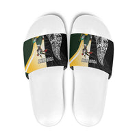 New Zealand and South Africa Rugby Custom Slide Sandals Maori Silver Fern Springbok Together LT14 Black - Polynesian Pride