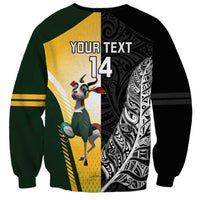 New Zealand and South Africa Rugby Custom Sweatshirt Maori Silver Fern Springbok Together LT14 - Polynesian Pride